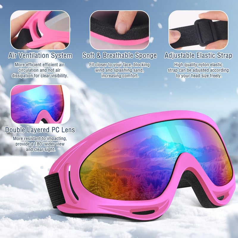OXG Store 2 Pack Snowboard Ski Goggles, UV Protection Winter Snow Sports Goggles for Kids Teens Adult - Image 4